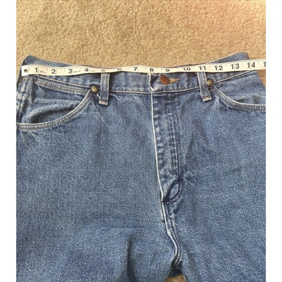 Vtg Wrangler Jeans Sz 12 X 34 wide leg mid rise farm rustic cotton frayed hemmed - Picture 9 of 13